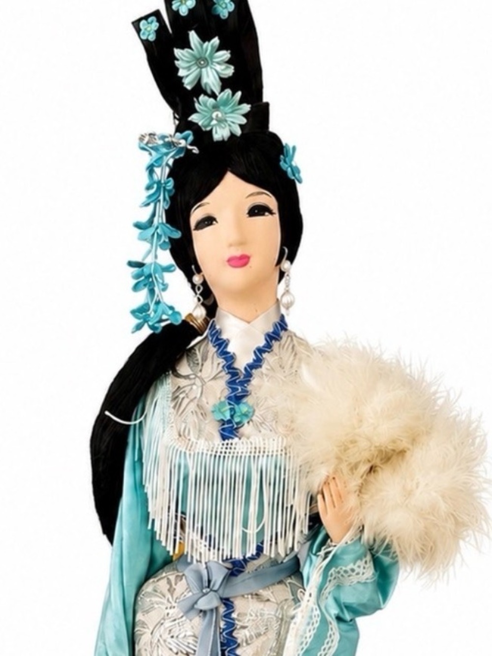 Pair of 60s large (27") Asian souvenir decorator pieces. Hollywood Regency.